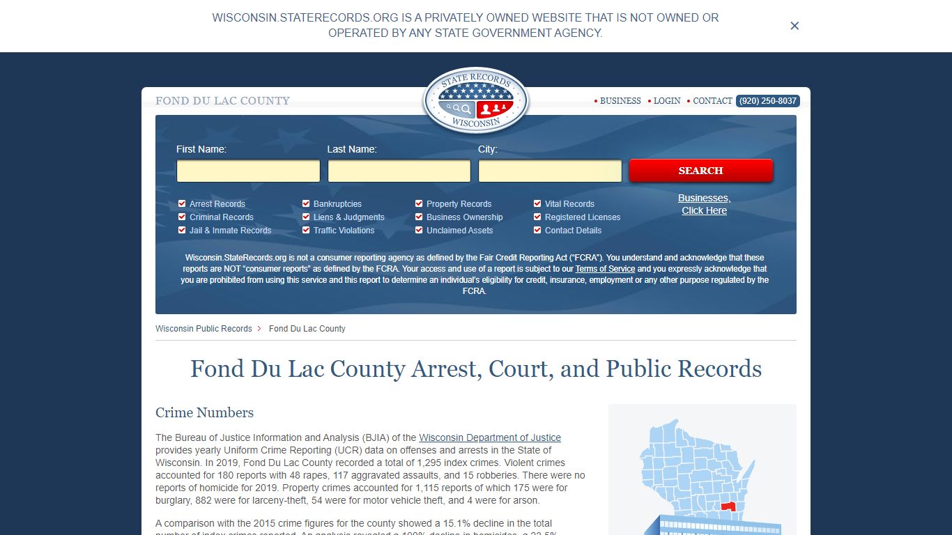 Fond Du Lac County Arrest, Court, and Public Records