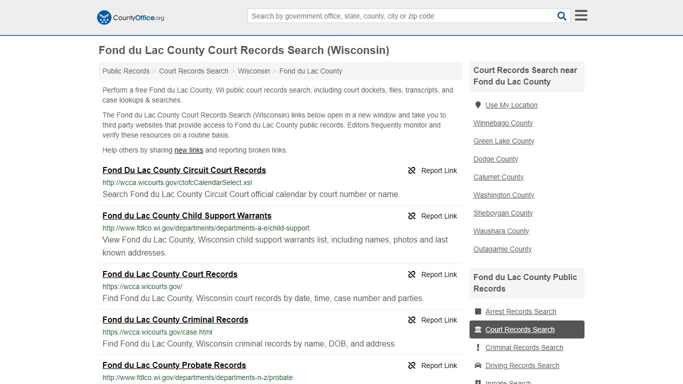Fond du Lac County Court Records Search (Wisconsin)